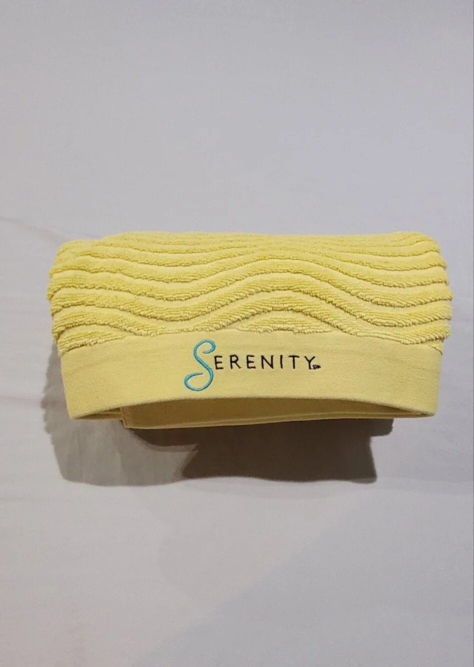 Beach Towel Embroidered Carnival Serenity Logo Yellow Wave Ribbed 100% Cotton